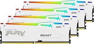 Kingston Fury Beast RGB branco 128GB (4x32GB) 5600MT/s CL40 DDR5 XMP DIMM | Overclocking | Plug N Play | Intel XMP 3.0 | Kit de 4 | KF556C40BWAK4-128