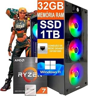 Pc Gamer Computador Cpu Ryzen 7 5700G / SSD 1TB M.2 NVMe / 32gb Memória Ram Ddr4 / Fonte 650w / Windows 11 Pro