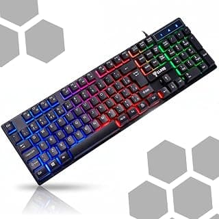 Teclado Gamer RGB LED Rainbow MTS • Membrana • Anti-Ghosting • ABNT-2 • USB-A • Multimídia FN 12 Teclas • Ideal para Jogos e Digitação • Setup Gamer • Elegante • Premium