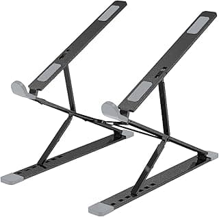 Suporte para Notebook Aluminio, Suporte para Laptop de 10" a 17,3", Apoio para Notebook com 16 Ângulos e Altura Ajustável, Dobrável e Portátil, Acessórios para Macbook, Netbooks e Tablet (Cinza)