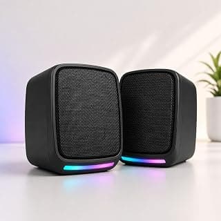 Caixa de Som para PC Gamer 6W RMS, Conexão USB e P2, Alto Falante Estéreo com Iluminação RGB, Controle de Volume, Plug and Play, Ideal para Notebook, TV, Setup Gamer, Home Office Premium