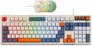 Teclado e Mouse Gamer, Alta Precisão RGB LED Rainbow USB para PC, PS4, PS5 e Xbox Versão Atualizada 2.0, Sem Atraso ao Teclar, Sem delay.