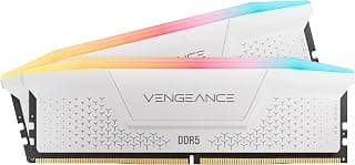 CORSAIR VENGEANCE RGB RS DDR5 16 GB (2 x 8 GB) até 6000 MHz AMD INTEL RAM | Memória de jogos de mesa, compatível com AMD EXPO e Intel XMP 3.0, CL36, branco, CMG16GX5M2E6000Z36W