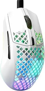 SteelSeries Aerox 3 - Mouse para jogos Holey RGB - Design ultraleve resistente à água - Sensor óptico TrueMove Core de 8.500 DPI - Neve