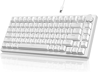 Attack Shark AK820 Teclado mecânico 75% hot-swappable com botão de volume, gasket 5 camadas antirruído, teclas PBT, LED azul gelo e switch azul,Compatível PC/Win/Mac (branco)