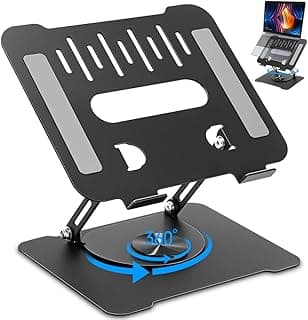 Suporte Notebook, Suporte Notebook Ajustável Base Giratória 360º Apoio Dobrável Laptop até 17.3 Polegadas Resistente Estável Ergonômico Portátil de Mesa em Metal
