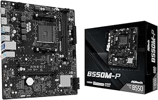 ASRock Placa-mãe Micro-ATX B550M-P, AMD AM4, Ryzen 3000-5000 CPUs, DDR4 4733+ (OC), PCIe 4.0, LAN 2.5G, USB 3.2 Gen1 Tipo-C