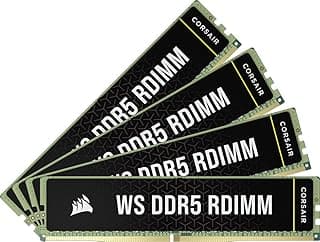CORSAIR Memória de computador WS DDR5 ECC RDIMM 64GB (4x16GB) 6400MHz CL32 Intel XMP 3.0 - Preto (CMA64GX5M4B6400C32)