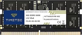 Timetec Premium 16GB DDR5 5600MHz PC5-44800 Unbuffered Non-ECC 1.1V CL46 2Rx8 Dual Rank 262Pin SODIMM Laptop Memory RAM Upgrade