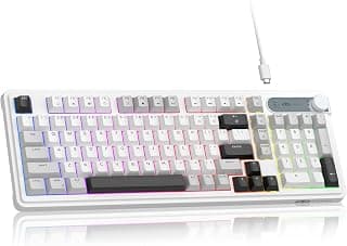 MageGee Teclado para jogos 96%, teclado mecânico com retroiluminação RGB com botão de volume, teclado USB de tamanho completo com teclado numérico, rollover de 19 teclas, teclas multimídia para PC