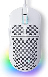 Mouse Gamer TMKB Falcon M1SE Ultraleve Honeycomb, sensor óptico de 12800DPI de alta precisão, 6 botões programáveis, RGB personalizável, mouse ergonômico para jogos com fio - branco fosco
