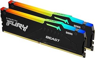 Kingston Memória de desktop Fury Beast RGB 64 GB (2 x 32 GB) 6400MT/s DDR5 CL32 | AMD Expo | Plug N Play | Kit de 2 | KF564C32BBEAK2-64