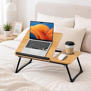 Mesa Portátil e Dobrável para Notebook, com Porta-Copos, Ajuste de Ângulo, 56x33CM (Naturalle)