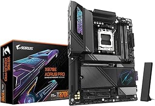 GIGABYTE Placa mãe X870E AORUS PRO AMD AM5 LGA 1718, ATX, DDR5, 4X M.2, PCIe 5.0, USB4, WIFI7, LAN 2,5GbE, EZ-Latch, Garantia de 5 anos