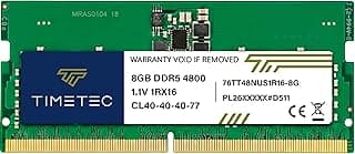 Timetec 8 GB DDR5 4800 MHz PC5-38400 sem buffer, não-ECC 1,1 V CL40 1Rx16 classificação única 262 pinos SODIMM módulo de memória RAM para laptop (8 GB)