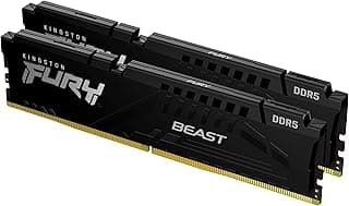 Kingston Fury Beast 64 GB (2 x 32 GB) 6000 MT/s DDR5 CL36 Kit de memória para desktop com 2 | AMD Expo | Plug N Play | KF560C36BBEK2-64