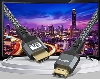 Cabo HDMI 2.1 8K 10K 4K 48Gbps 3,3FT, cabos HDMI de alta velocidade (8K @60Hz 7680x4320, 4K @120Hz) eARC HDR10 HDCP 2.2 e 2.3 3D, compatível com PS5/PS4/X-Box/Roku TV/HDTV/Blu-ray/Blu-ray LG/Samsung