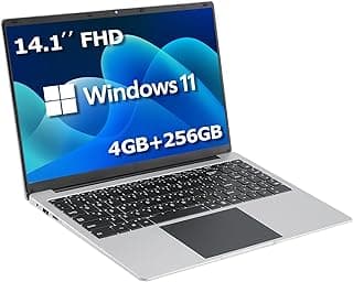 Laptop Windows, laptop Quad Core de 14,1 polegadas, laptop tradicional Windows 11 com 6 GB DDR4 256 GB SSD 2.4/5G WiFi BT4.0 HDMI USB 3.0, bateria de grande capacidade