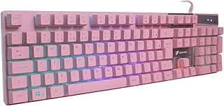 OEX GAME Teclado Gamer Prismatic TC205 - ABNT2 - Sensação mecanica - Led Rainbow - Rosa, 48.7357