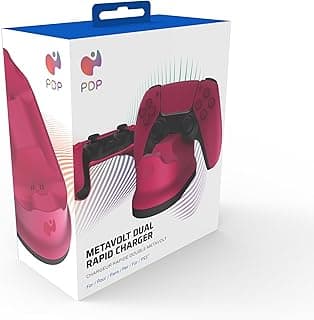 PDP Gaming PlayStation 5 METAVOLT Dual Charging Station for 2 Wireless PS5 Controllers (Cosmic Red)