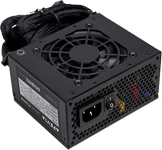 Apevia SFX-AP600W SFX PFC 600W / Micro-ATX, cabos fixos, alcance total PFC ativo 90-264V, baixo ruído para jogos de computador SFX, fator de forma de computador