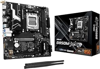 ASRock Placa-mãe B850M-X WiFi R2.0 AM5 Micro-ATX: Suporta CPU AMD Ryzen 9000/8000/7000, DDR5 8200+ (OC), PCIe 5.0, Wi-Fi 6E, LAN 2.5G, USB-C, BIOS Flashback