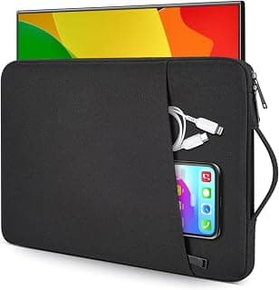 Capa para Notebook Aveludada com Alça e Bolso Externo, À Prova d'água, À Prova de Choque, 13-15,6 Polegadas, Preta (13,3 polegadas)