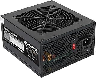 Fonte de alimentação ATX de 600 W, ESGAMING com ventilador de resfriamento ultra silencioso de 120 mm, todas as proteções