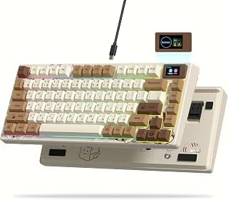 Womier SK80 Teclado retrô 75% com tela multimídia colorida, teclado mecânico para jogos, suporte de junta de troca a quente, placa de teclado RGB personalizada, estabilizador pré-lubrificado para Mac