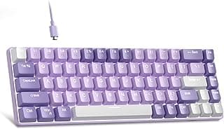 Teclado mecânico portátil de jogos 60% MageGee MK-Box, retroiluminação de LED branca, compacto, 68 teclas, mini, com fio, switch vermelho, para escritório, Windows, laptop, PC, Mac, tons de violeta
