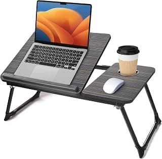 Suporte para Notebook, Mesa Notebook Cama,com Porta-Copos Ajuste de Ângulo,Portátil Dobrável 56x33CM