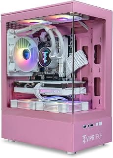 VIPRTECH Stryker 4.0 PC para jogos, Ryzen 7, RTX 5060 8GB, 16GB/1TB, ícone rosa