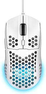 GXTrust 928W Helox Mouse Gamer RGB – Ultraleve 65g, 6 Botões Programáveis, 200-6400 DPI, Software Avançado, Cabo USB de 1.5 m, Branco