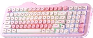 YUNZII C98 Teclado Mecânico Gamer Sem Fio com Teclado Numérico, Teclas PBT de Perfil Moa, BT5.0/2.4G/USB-C, Hot-Swap, Gasket Mount, RGB, Design Pasteleiro para Windows/Mac (Rosa, Candy Switch)