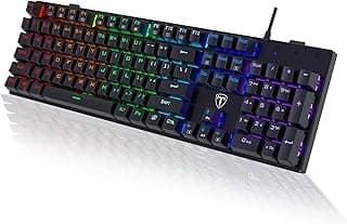 Teclado mecânico para jogos RisoPhy , RGB 104 teclas, ultrafino, retroiluminado por LED, USB com switch azul, teclas ABS duráveis, anti-ghosting, resistente a derramamentos, para PC, Mac, Xbox