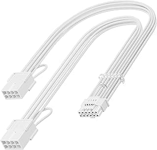 Fasgear Cabo de extensão PCI-e 5.0 12VHPWR(12v-2x6) 30 cm/1ft, 16(12+4) pinos macho para PCIE 2x8(6+2) pinos fêmea cabo extensor 16AWG, para GeForce RTX 3090ti/4070/4080/4090/5070ti, com 4 pentes