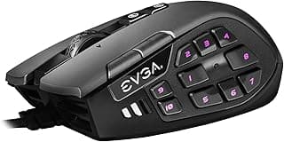 EVGA Mouse para jogos X15 MMO, 8k, com fio, preto, personalizável, 16.000 DPI, 5 perfis, 20 botões, ergonômico 904-W1-15BK-KR