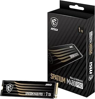 MSI Gaming SPATIUM M480 PRO PCIe 4.0 NVMe M.2 SSD interno de 1 TB (PCIe Gen4, NVMe 1.4, M.2 2280, leitura de 7400 MB/S, gravação de 6000 MB/S, 1 TB)