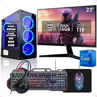 PC Gamer Completo Intel Core i7 16GB SSD 1TB Radeon RX 560 4GB Monitor 23" Kit Gamer Fonte 400W Strong Tech