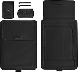 Capa Case para Notebook 13-14” em Couro PU 4 em 1, Suporte Ergonômico com Elevação, Mousepad Integrado, Protetor Portátil para Laptop 13-14 Polegadas, Preto