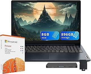 Lenovo IdeaPad 1 15,6 polegadas HD Laptop, Intel Celeron N4500, 8 GB RAM, 256 GB SSD + 128 GB eMMC, Intel UHD Graphics, 1 ano Office 365, teclado numérico, webcam, Win 11, Abyss Blue, conjunto de