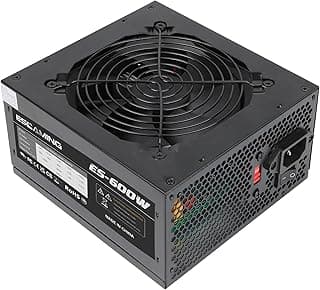 ESGAMING Fonte de alimentação ATX de 600 W com ventilador de 120 mm controlado termicamente automático ATX fonte de alimentação para jogos PSU