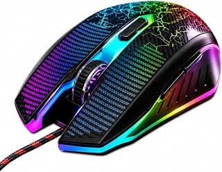 Mouse Gamer de 3600 DPI e LED Com Fio e USB Ópitico Ergônomico 7 Botões Programáveis, 4 Velocidades, Alta Precisão para PC e Notebook