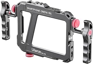 HollyWave Cage Gaiola de Estabilização para Smartphone Preto, Alças Duplas Ajustáveis, Estrutura Metálica, Compatível com Acessórios e Tripé, Gravação Estável para Vídeos Profissionais