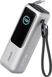 Anker Laptop Power Bank, 25.000mAh Carregador Portátil para Notebook,3-Portas 165W USB-C,Cabos Retráteis Integrados, Aprovado para Viagens Aéreas,Compatível com iPhone 17/16/15,Samsung,Xiaomi e Mais