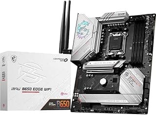 MSI Placa mãe para jogos MPG B650 Edge WiFi (processadores AMD Ryzen 9000/8000/7000, AM5, ATX, DDR5, PCIe 4.0, M.2, SATA 6Gb/s, USB 3.2 Gen 2, HDMI/DP, Wi-Fi 6E, Bluetooth 5.3, ATX)