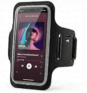 Braçadeira Porta Celular para Corrida Preta Compatível com Smartphones até 6.5 Polegadas com Bolso para Chave e Saída para Fones Ajustável Resistente à Água e Suor