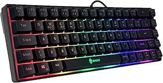 Teclado Gamer Semi Mecânico 60% com Fio Preto Led Rgb Abnt2 Usb Pc Computador Video Game Pequeno