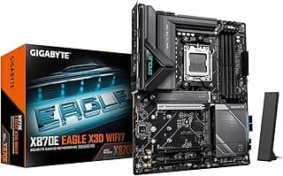 GIGABYTE Placa-mãe X870E Eagle X3D WF7 AMD AM5 ATX, suporta AMD Ryzen 9000/8000/7000 Series, DDR5, 16+2+2 fase de energia, 4X M.2, PCIe 5.0, USB4 Type-C, WIFI7, 5 GbE, PCIe EZ-Latch, garantia de 5
