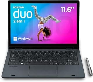 Notebook 2 em 1 Positivo Duo Intel Celeron N4500 4GB RAM 128GB de Armazenamento Tela 11" HD IPS touch com caneta capacitiva, Windows 11 Home – Cinza – C4128E